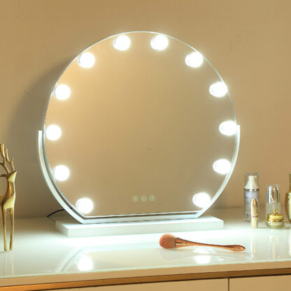 ROUND MIRROR WITH 12 LED LIGHTS & STAND - Image 2