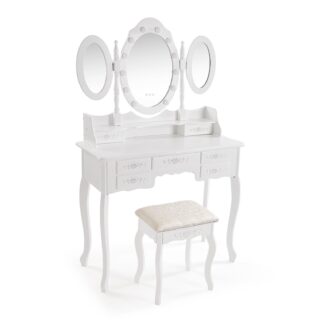 WHITE VANITY WITH STOOL & GLOW LED LIGHTS