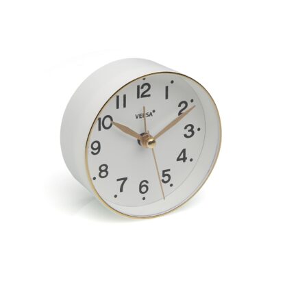 WHITE ALARM CLOCK 8.5 CM