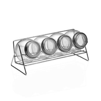 SET OF 4 SPICE JARS WITH STAND