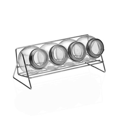 SET OF 4 SPICE JARS WITH STAND