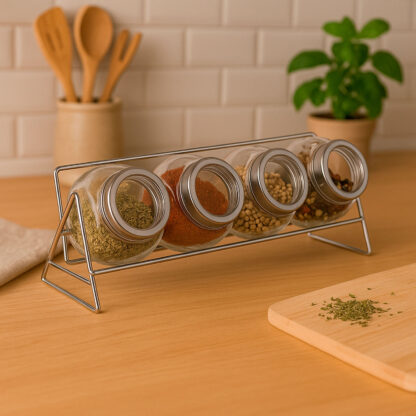 SET OF 4 SPICE JARS WITH STAND - Image 2