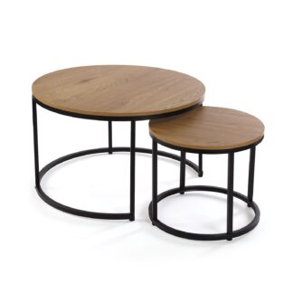 SET OF 2 BLACK AUXILIARY TABLES AUREA