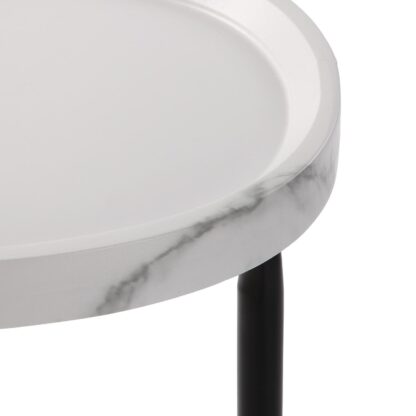 WHITE MARBLE EFFECT SIDE TABLE NELA - Image 3