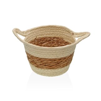 BEIGE ROUND BASKET WITH HANDLES