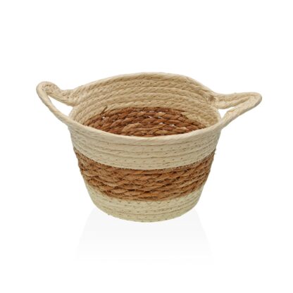 BEIGE ROUND BASKET WITH HANDLES