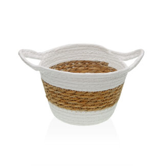 WHITE ROUND BASKET WITH HANDLES