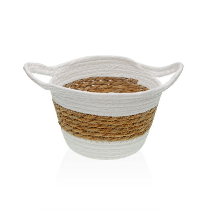 WHITE ROUND BASKET WITH HANDLES