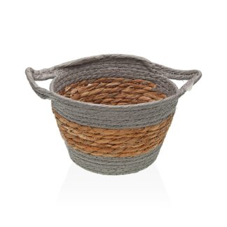 GREY ROUND BASKET WITH HANDLES