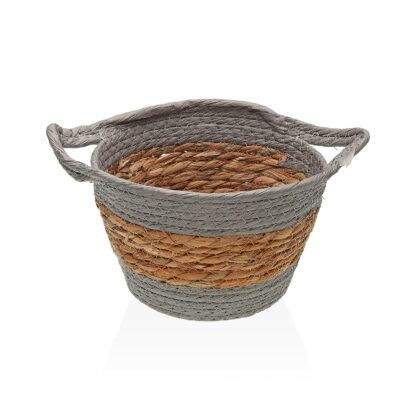 GREY ROUND BASKET WITH HANDLES