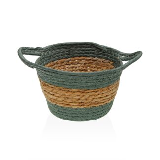 GREEN ROUND BASKET WITH HANDLES