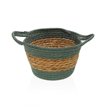 GREEN ROUND BASKET WITH HANDLES