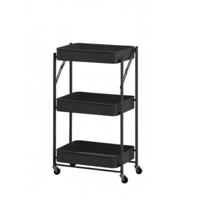 BLACK METAL FOLDING TROLLEY