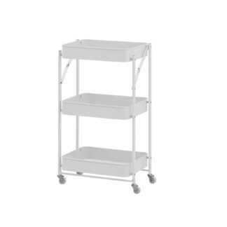 WHITE METAL FOLDING TROLLEY