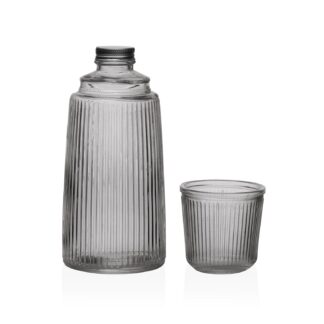 BLACK GLASS BOTTLE WITH CUP