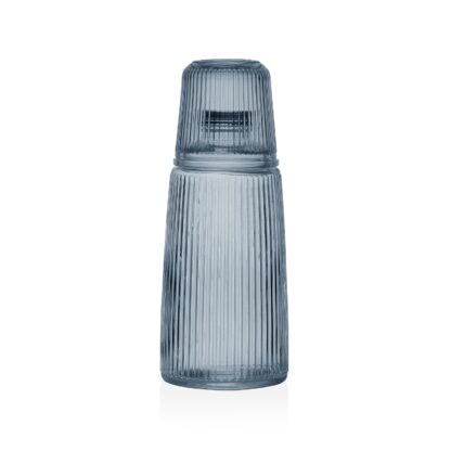 BLUE GLASS BOTTLE WITH CUP - Image 2