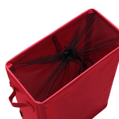 LONG RED LAUNDRY HAMPER WITH MESH COVER - Image 2