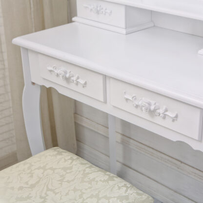 WHITE VANITY WITH STOOL & SPARKLE LED LIGHTS - Image 4