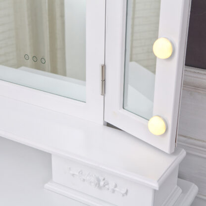WHITE VANITY WITH STOOL & SPARKLE LED LIGHTS - Image 5