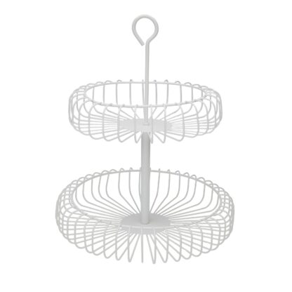 TWO-TIER WHITE FRUIT PLATTER