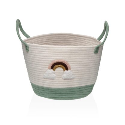 GREEN AND WHITE RAINBOW BASKET