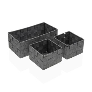 SET OF 3 GREY BASKETS