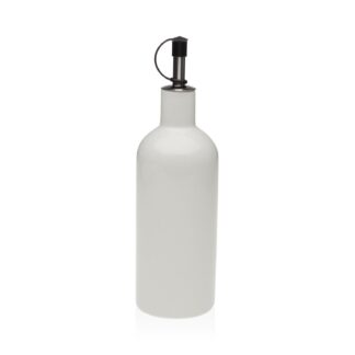 WHITE STONEWARE OIL BOTTLE