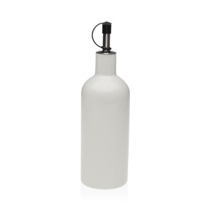WHITE STONEWARE OIL BOTTLE
