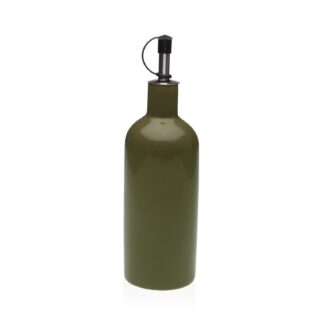 GREEN STONEWARE OIL BOTTLE