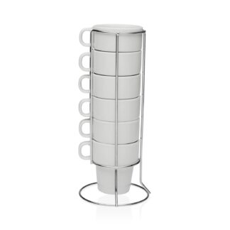 COFFEE CUP SET WITH STAND, SET OF 6