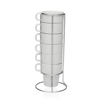 COFFEE CUP SET WITH STAND, SET OF 6