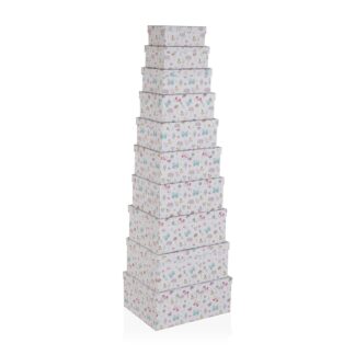 SET OF 10 "FLOWERS" CARDBOARD BOXES