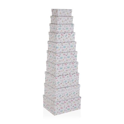 SET OF 10 "FLOWERS" CARDBOARD BOXES