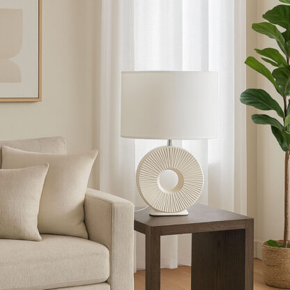 WHITE AGERA CERAMIC TABLE LAMP - Image 2