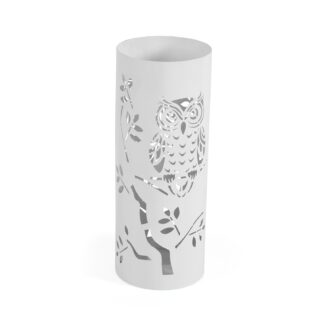 WHITE UMBRELLA STAND WITH OWLS