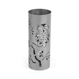 SILVER UMBRELLA STAND WITH OWLS