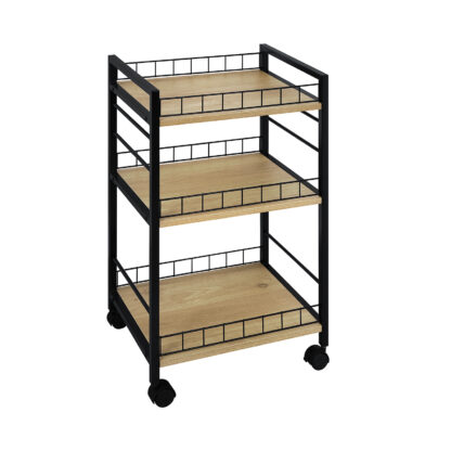 BLACK 3-BASKET TROLLEY WITH WHEELS
