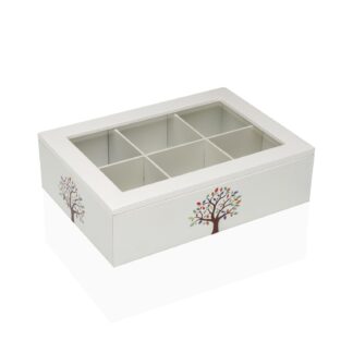 WOODEN TEA BOX 6 COMP. TREE