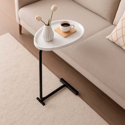 WHITE MARBLE EFFECT SIDE TABLE NELA - Image 2