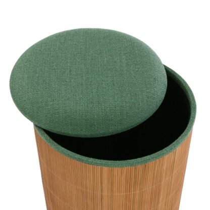 SET OF 2 GREEN BAMBOO STORAGE POUFFES - Image 3