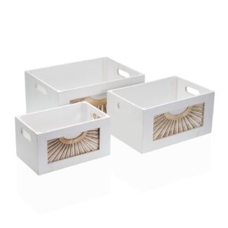 SET OF 3 WHITE WOOD BOXES ADDA