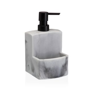 WHITE MARBLE DISPENSER WITH SCRUBBER