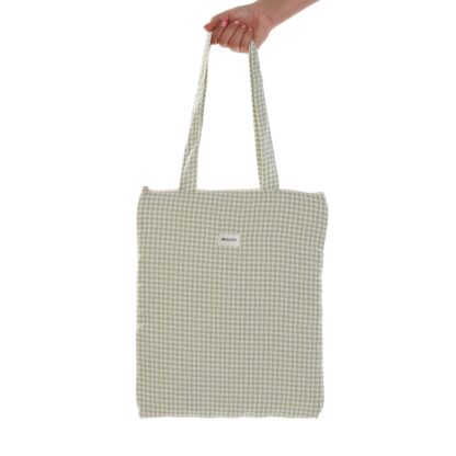 GREEN GINGHAM TOTE