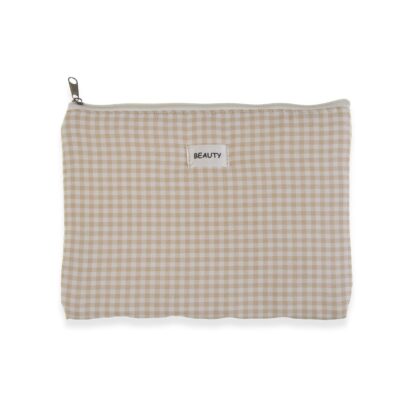 BEIGE VICHY TOILETRY BAG 27X19CM
