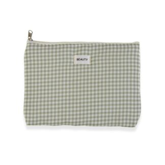 GREEN VICHY TOILETRY BAG 27X19CM