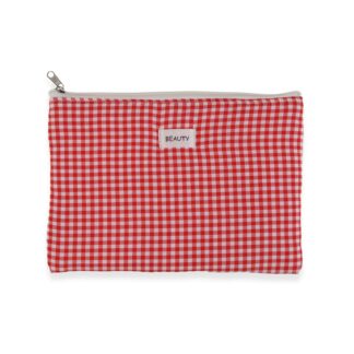 RED VICHY TOILETRY BAG 27X19CM