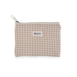 BEIGE VICHY TOILETRY BAG 17X12CM
