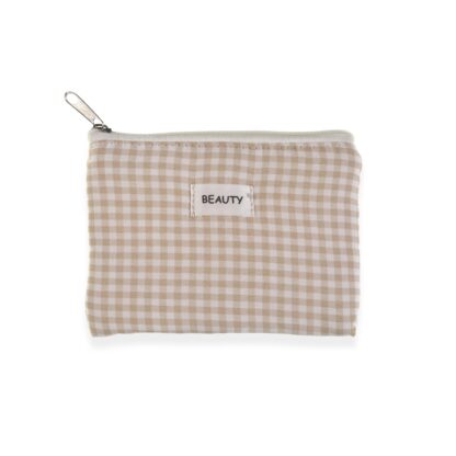 BEIGE VICHY TOILETRY BAG 17X12CM