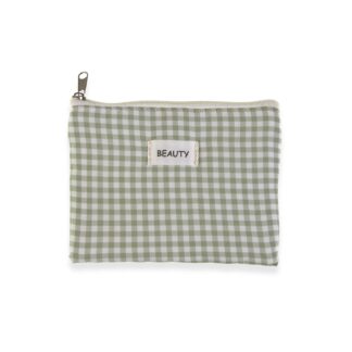 GREEN VICHY TOILETRY BAG 17X12CM