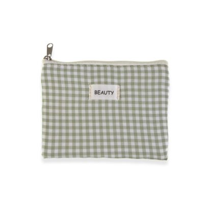 GREEN VICHY TOILETRY BAG 17X12CM